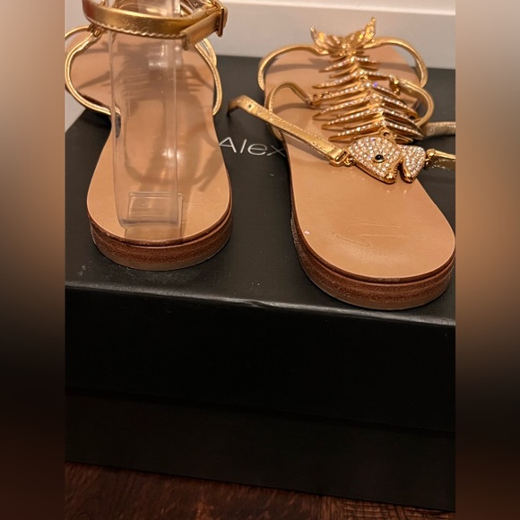 RARE Giuseppe Zanotti gold metallic leather 20th anniversary fish bone sandals - Picture 3 of 6